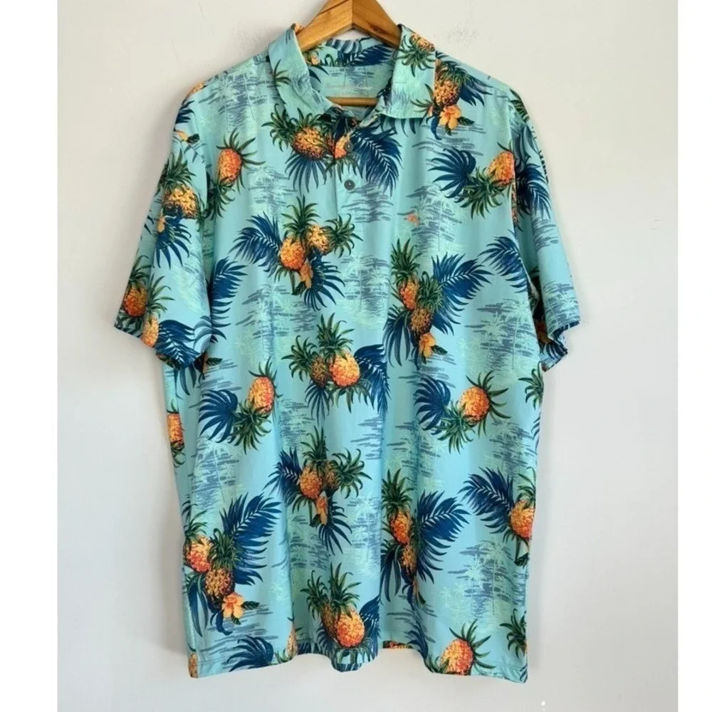 Tommy Bahama Islandzone Polo XL Palm Desert Pina Hawaiian Resortwear UPF Wicking